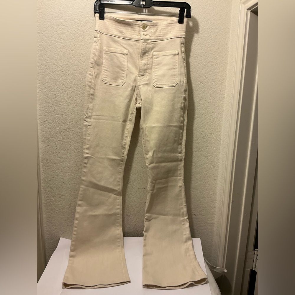 Veronica Beard Cream High-Rise Flare Jeans size 25 - Picture 6 of 8